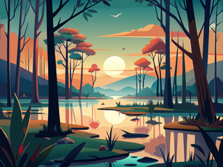 swamp vector  illustration 