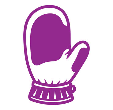Simple purple and white winter mitten graphic suitable for seasonal design projects and templates