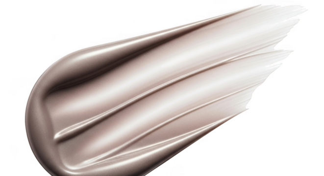 Smooth metallic silver cream swirl texture isolated on transparent background