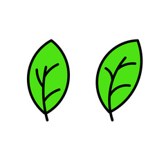 green leaf icon isolated on white background