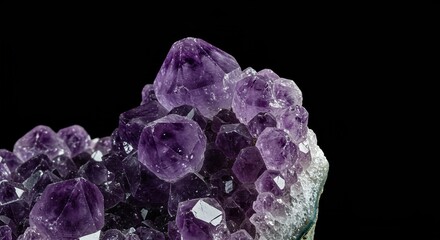 Beautiful close-up of a raw amethyst crystal cluster, highlighting its deep violet hues and unique natural formation ,light ,geode ,energy