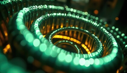 “Abstract Metallic Composition Illuminated by Modern Neon Light”