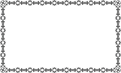 Decorative Vintage Frame Border for Certificate or Photo, Ornate Flourish Design, Elegant Patterned Black Vector Border for Invitation Card or Diploma