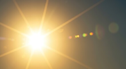 Bright sun rays illuminate a clear sky, symbolizing natural energy and warmth. Golden light emanates, creating a vibrant, luminous atmosphere ,sun ,shine ,beautiful