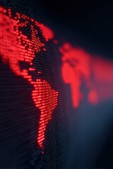 Stock ticker flickering red between nations, USA China conflict