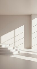 Bright, serene minimalist interior with clean lines and a neutral palette. Spacious, uncluttered design emphasizes calm and modern elegance ,design ,furniture ,decor