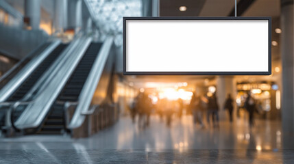 Blank Horizontal Digital Advertisement Screen Mockup in Modern Business Interior, Generative AI