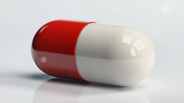 3D red and white pill on white background.ai 
