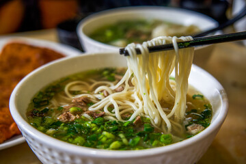 A bowl of fragrant and delicious Lanzhou beef noodles