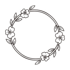 Frame Outline Black Floral Doodle with Delicate Handdrawn Style