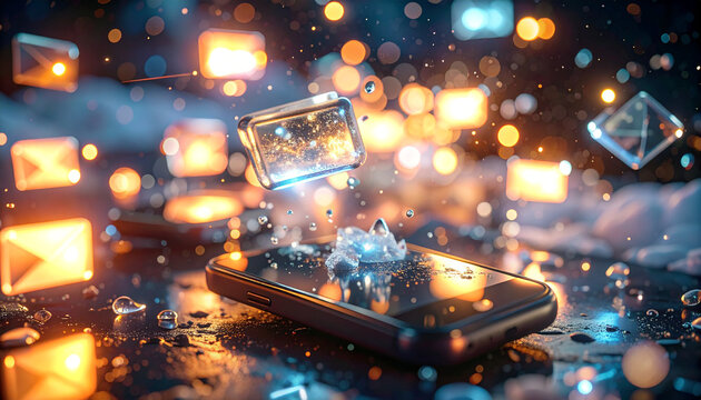 Digital Nexus: An artistic depiction of the digital world, where data streams converge and transform. The image features a smartphone as the focal point.