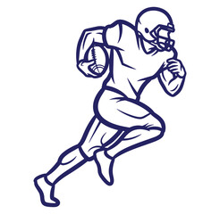 Fototapeta premium American football player running with ball line art illustration design on white background