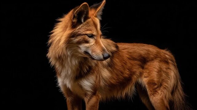 Alert Asiatic Wild Dog (Dhole) Portrait