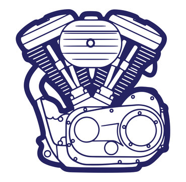 blue motorcycle engine outline clip art preview