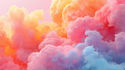Fototapeta premium Abstract Watercolor Painting of Colorful Clouds with Vibrant Seamless Gradient Hues
