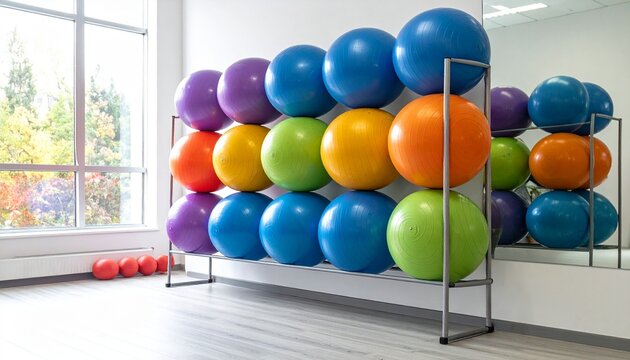 Gym Exercise Balls Storage Rack.