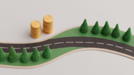 Financial road map with checkpoint icons, Compound interest