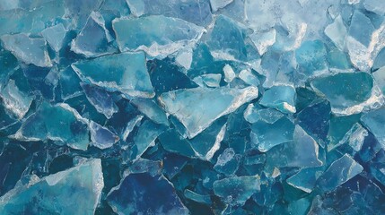 Aerial View of Icy Blue Glacier Ice Floes Texture Natural Pattern