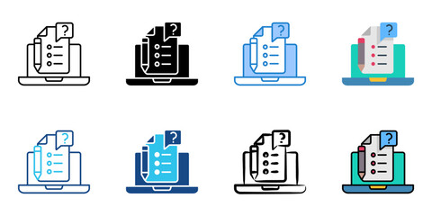 quizzes icon set multiple style collection 
