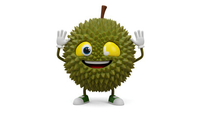 Funny Durian Fruit Character Winking and Smiling.