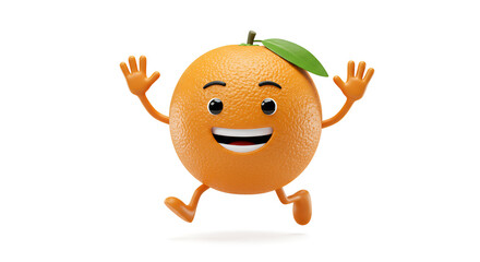 Happy Orange Character Jumping with Joy.