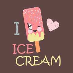 free vector ice cream and text design.