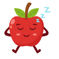 Sleeping Apple Cartoon Character Flat Illustration