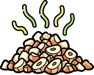 Pile of Sliced Hazelnuts with Steam Rising Above on a White Background