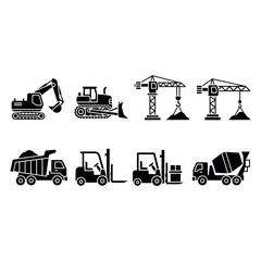 Heavy Equipment Icon Set &ndash; Construction and Industrial Machinery Vector Pack