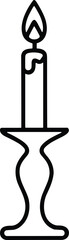 Black outline of a lit candle on a decorative candlestick