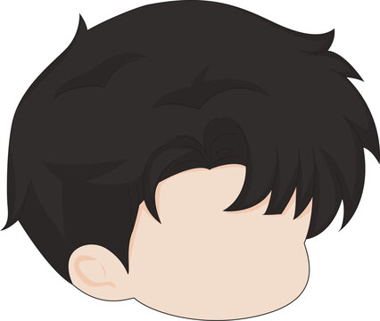 Black Chibi Boy Hair Cartoon Side Face Hairstyle Vector