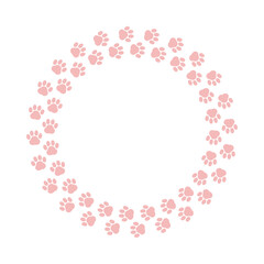 猫の足跡　フレーム　円　丸　ピンク