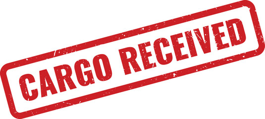 Red grunge stamp indicating cargo received for successful package or shipment delivery and acceptance