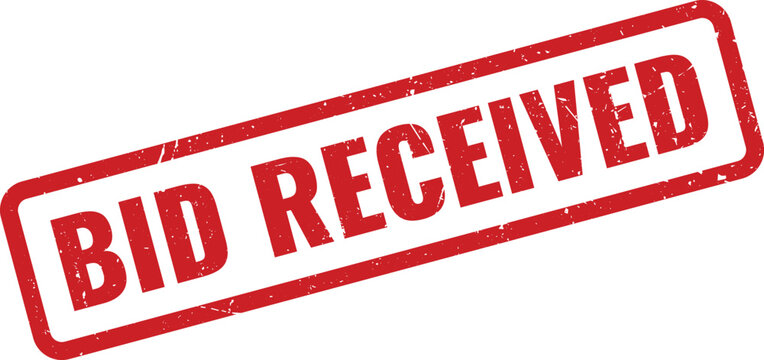 Bid Received distressed red rectangular rubber stamp isolated illustration for official business documents