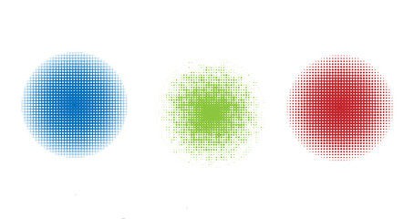 Halftone Dotted Colorful Circle Icons for Focus Point Highlight and Graphic Design PNG