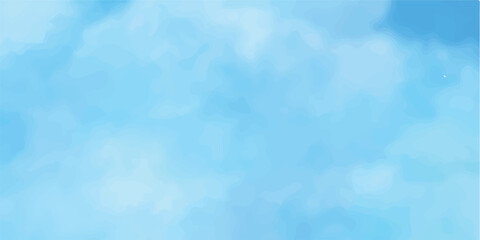 A vibrant abstract blue watercolor background suggests a bright, sunny sky with fluffy white clouds and beautiful sunlight	