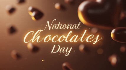 National Chocolates Day animation with heart-shaped and bar chocolates floating