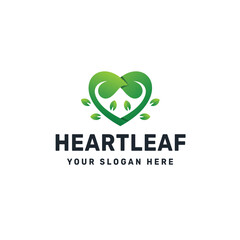 Green Heart Logo – Abstract Nature Symbol for Eco, Wellness, and Sustainability Branding