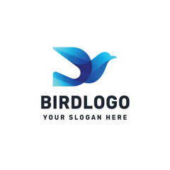 Flying Bird Logo – Abstract Gradient Symbol for Tech, Communication, and Educational Branding
