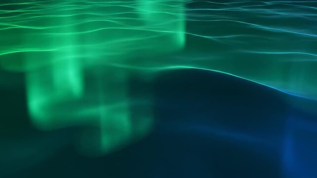 Seamlessly Looping Video of Undulating Waves of Green and Deep Blue Liquid Aurora Effect science, water-like, serene