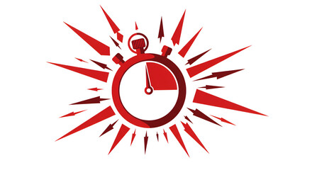 Stopwatch exploding with red arrows symbolizing urgency and time pressure.