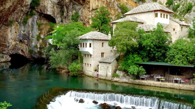 Aerial View of Blagaj Tekija (Blagaj Tekke) - Dervish Monastery Blagaj / Mostar - Bosnia and Herzegovina