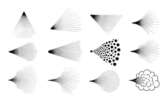 Spray pattern set, water sprayer splashes, nozzle spraying liquid element, shower cosmetic mist jet