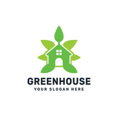 Eco Green House Logo – Sustainable Living Symbol with Leaf Elements
