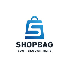 Shopping Bag Letter S Logo – Modern E-Commerce Symbol in Blue Gradient