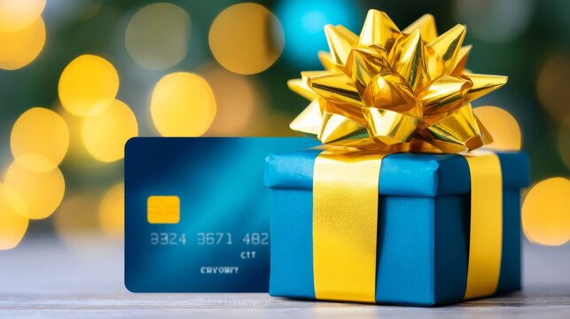 Elegant blue gift box with radiant gold bow perfect for celebrations presents and special occasions surprise gift giving.