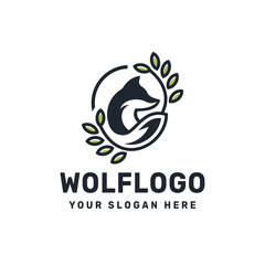 Fox Nature Logo – Minimalist Wildlife Symbol with Eco Leaf Accents