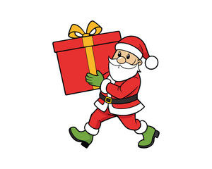 santa claus, riding sleigh, christmas tree, gift, christmas santa, santa sleigh, christmas gift, holiday celebration, Santa playing with children, merry christmas, winter  santa Colourful illustration