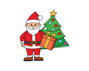 santa claus, riding sleigh, christmas tree, gift, christmas santa, santa sleigh, christmas gift, holiday celebration, Santa playing with children, merry christmas, winter  santa Colourful illustration