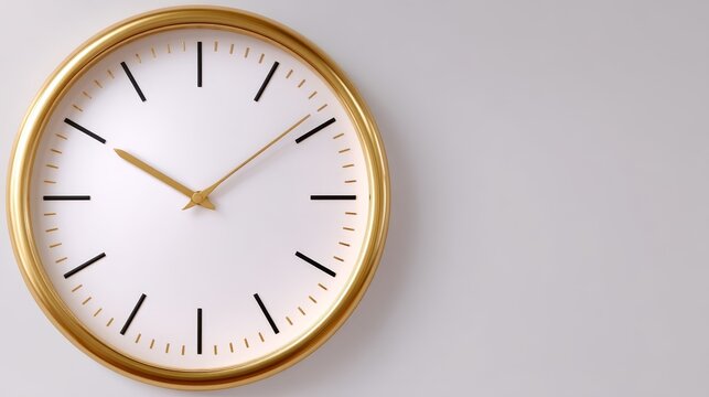 Elegant golden framed timepiece classic wall clock for home decor and interior design ornate gold frame clock displaying precise time.